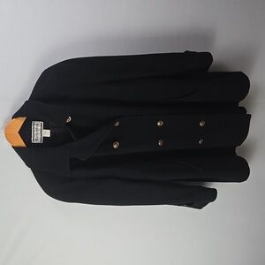 Mackintosh New England Coat Black Wool Women's Pea Coat Sz 12, Academia, Preppy